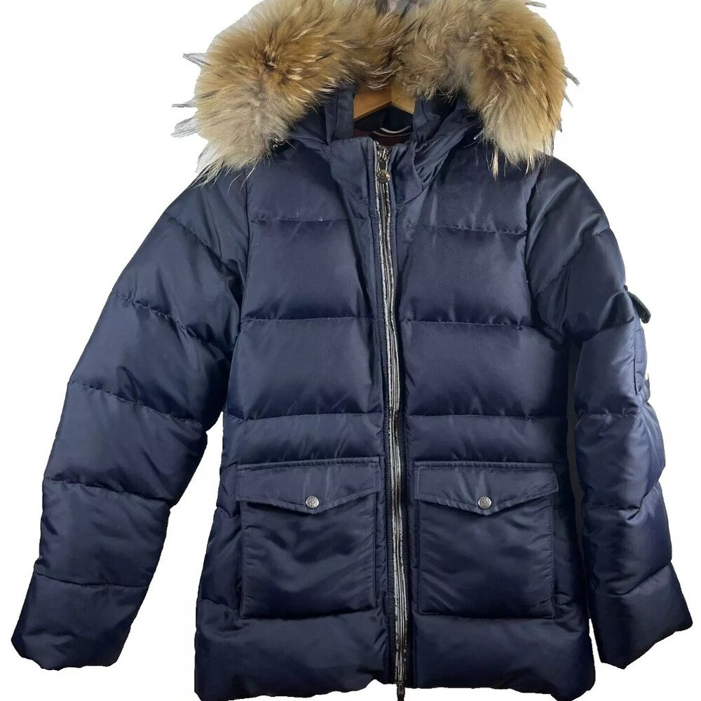 PYRENEX Jacket Womens Size 4/6 Small Navy Down Bomber Hooded Puffer Gorpcore Ski